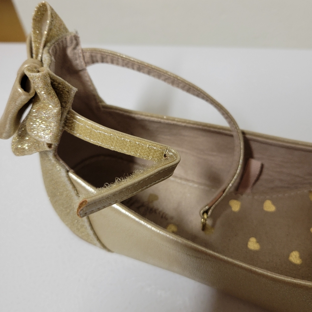 Girls Self Esteem Size 4 Gold Ballet Flats with Bow Accent - Picture 7 of 11